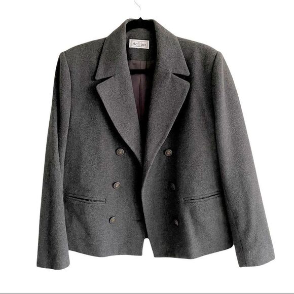 STEFI LARA Vintage Wool Cashmere Double Breasted Jacket Blazer Grey L - Picture 4 of 9